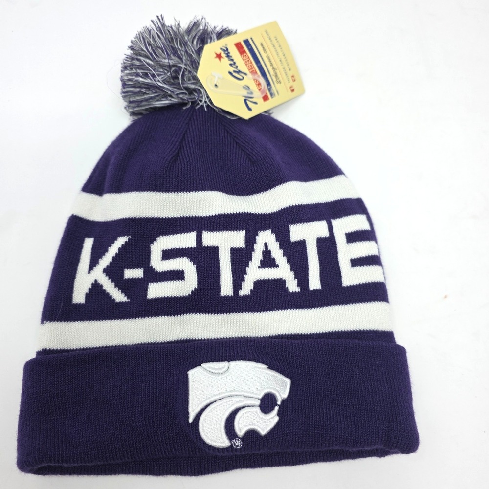 The Game Beanie Hat Unisex OS Purple K-State Wildcats NCAA Pom Pom Acrylic Knit